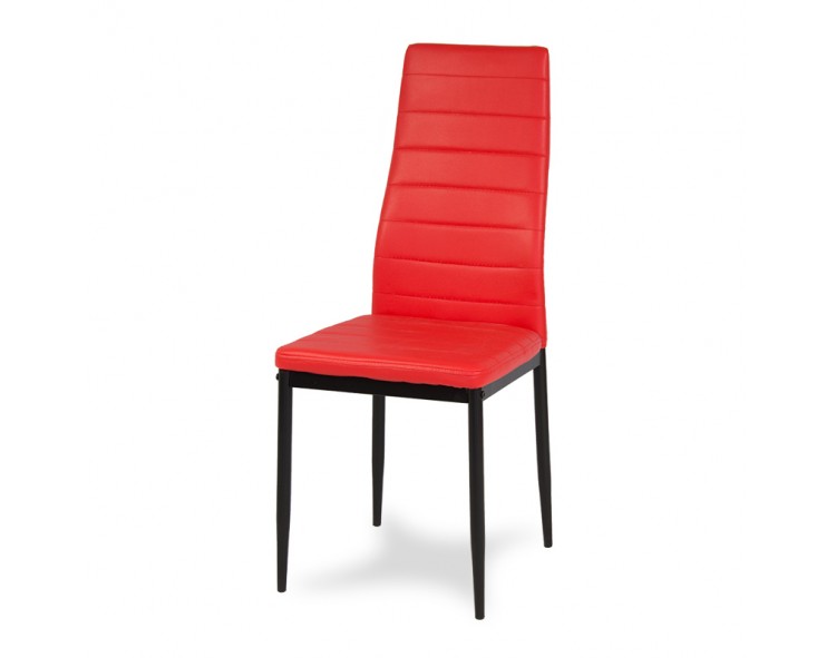 Modern chair made of ecological leather on metal black legs for kitchen living room red