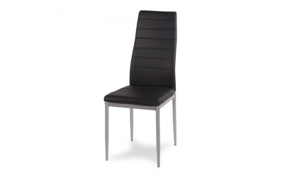 Modern chair made of ecological leather on metal gray legs for living room kitchen black