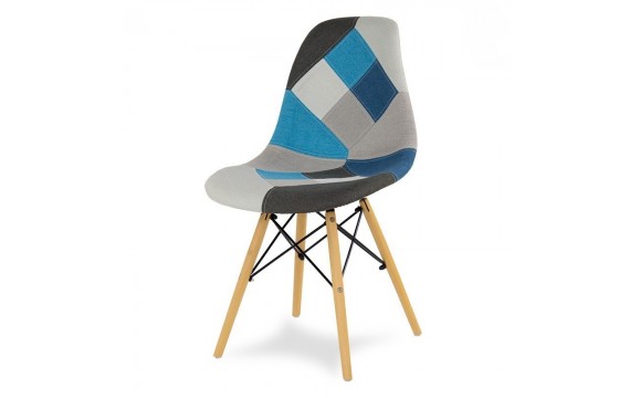 Patchwork Enzo chair on wooden legs