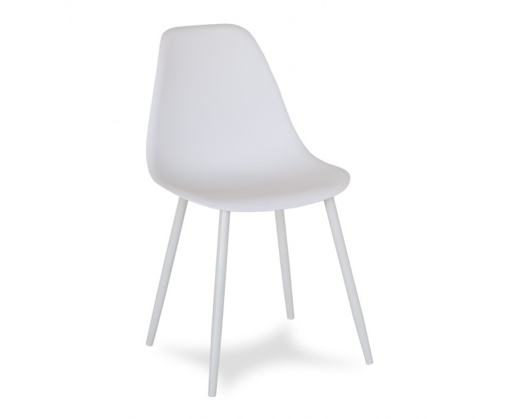 Scandinavian modern chair on metal white legs, stylish white