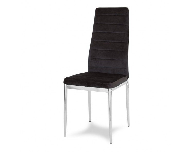 Modern upholstered velor chair on metal chrome legs for living room kitchen black