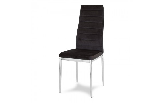 Modern upholstered velor chair on metal chrome legs for living room kitchen black