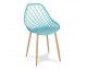 Scandinavian modern openwork chair on metal beech legs, stylish light brown