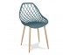 Scandinavian modern openwork chair on metal beech legs, stylish light brown