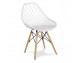 Modern Scandinavian openwork chair on wooden beech legs, stylish white