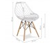 Modern Scandinavian openwork chair on wooden beech legs, stylish white