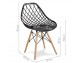 Modern Scandinavian openwork chair on wooden beech legs, stylish white