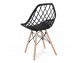 Modern Scandinavian openwork chair on wooden beech legs, stylish white