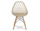 Modern Scandinavian openwork chair on wooden beech legs, stylish white