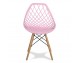 Modern Scandinavian openwork chair on wooden beech legs, stylish white