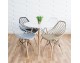 Modern Scandinavian openwork chair on wooden beech legs, stylish white