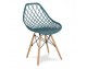 Modern Scandinavian openwork chair on wooden beech legs, stylish white