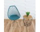 Modern Scandinavian openwork chair on wooden beech legs, stylish white