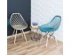 Modern Scandinavian openwork chair on wooden beech legs, stylish white