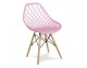 Modern Scandinavian openwork chair on wooden beech legs, stylish white