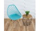 Modern Scandinavian openwork chair on wooden beech legs, stylish white