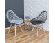 Modern Scandinavian openwork chair on wooden beech legs, stylish white