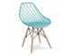 Modern Scandinavian openwork chair on wooden beech legs, stylish white