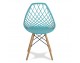 Modern Scandinavian openwork chair on wooden beech legs, stylish white