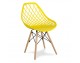 Modern Scandinavian openwork chair on wooden beech legs, stylish white