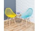 Modern Scandinavian openwork chair on wooden beech legs, stylish white