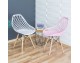 Modern Scandinavian openwork chair on wooden beech legs, stylish white