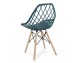 Modern Scandinavian openwork chair on wooden beech legs, stylish white