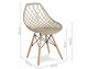 Modern Scandinavian openwork chair on wooden beech legs, stylish white