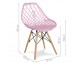 Modern Scandinavian openwork chair on wooden beech legs, stylish white