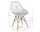 Modern Scandinavian openwork chair on wooden beech legs, stylish white