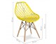 Modern Scandinavian openwork chair on wooden beech legs, stylish white