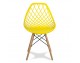 Modern Scandinavian openwork chair on wooden beech legs, stylish white