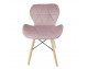 Chair on wooden beech legs upholstered with modern stylish velor for the living room office light blue