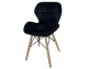 Chair on wooden beech legs upholstered with modern stylish velor for the living room office light blue