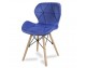 Chair on wooden beech legs upholstered with modern stylish velor for the living room office light blue