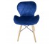 Chair on wooden beech legs upholstered with modern stylish velor for the living room office light blue