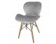 Chair on wooden beech legs upholstered with modern stylish velor for the living room office light blue