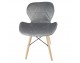 Chair on wooden beech legs upholstered with modern stylish velor for the living room office light blue