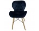 Chair on wooden beech legs upholstered with modern stylish velor for the living room office light blue