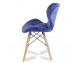 Chair on wooden beech legs upholstered with modern stylish velor for the living room office light blue