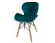 Chair on wooden beech legs upholstered with modern stylish velor for the living room office light blue