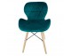 Chair on wooden beech legs upholstered with modern stylish velor for the living room office light blue