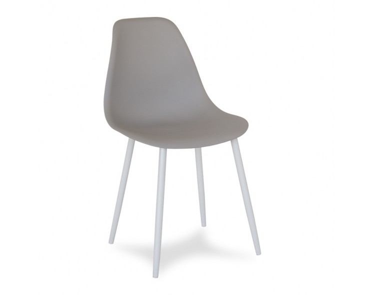 Scandinavian modern chair on metal white legs, stylish gray