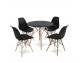 Black round table + 4 black chairs Scandinavian modern kitchen set