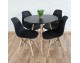 Black round table + 4 black chairs Scandinavian modern kitchen set