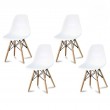 Set de 4 x scaune moderne pe picioare din lemn de fag stilat pentru living alb