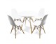 Round table + 4 white chairs, modern Scandinavian kitchen set