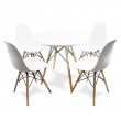 Round table + 4 white chairs, modern Scandinavian kitchen set