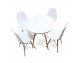 Round table + 4 white chairs, modern Scandinavian kitchen set