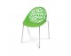 Openwork chair on metal chrome legs for the terrace to the garden Floral green